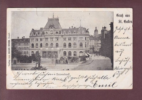 ST. GALLEN - Unionsbank - 1900 // Riss und Eckbug //