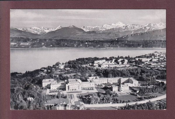 GENEVE - Palais des nations - Vue aérienne - 1956 cachet CFF