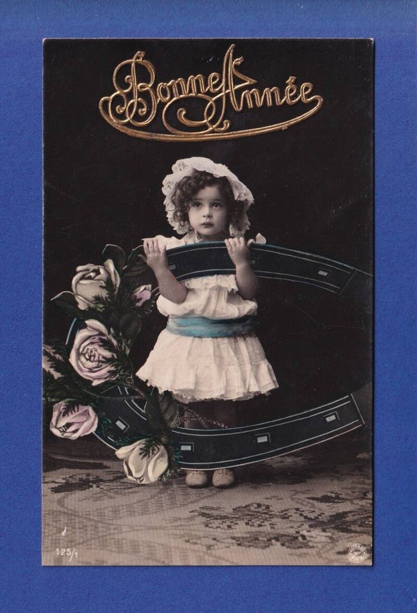 NOUVEL AN - Enfant - Fer à cheval - 1910 // trou //