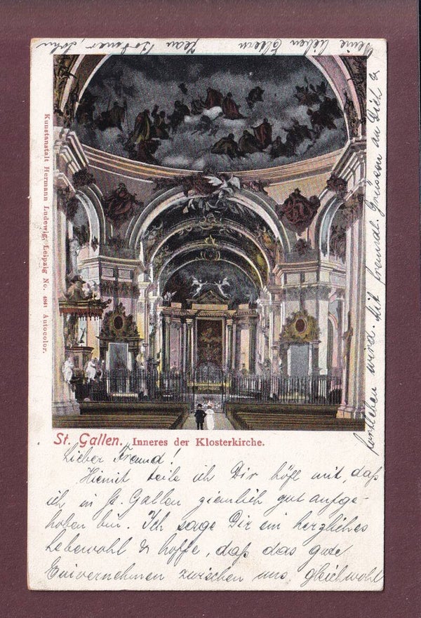 ST. GALLEN - Inneres der Klosterkirche - 1905