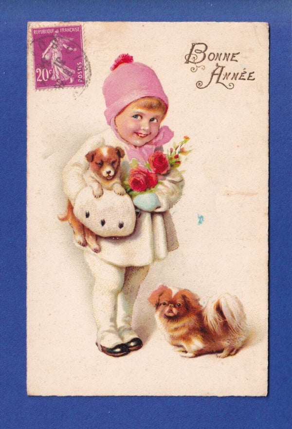 NOUVEL AN - Enfant - Chiens - 1936