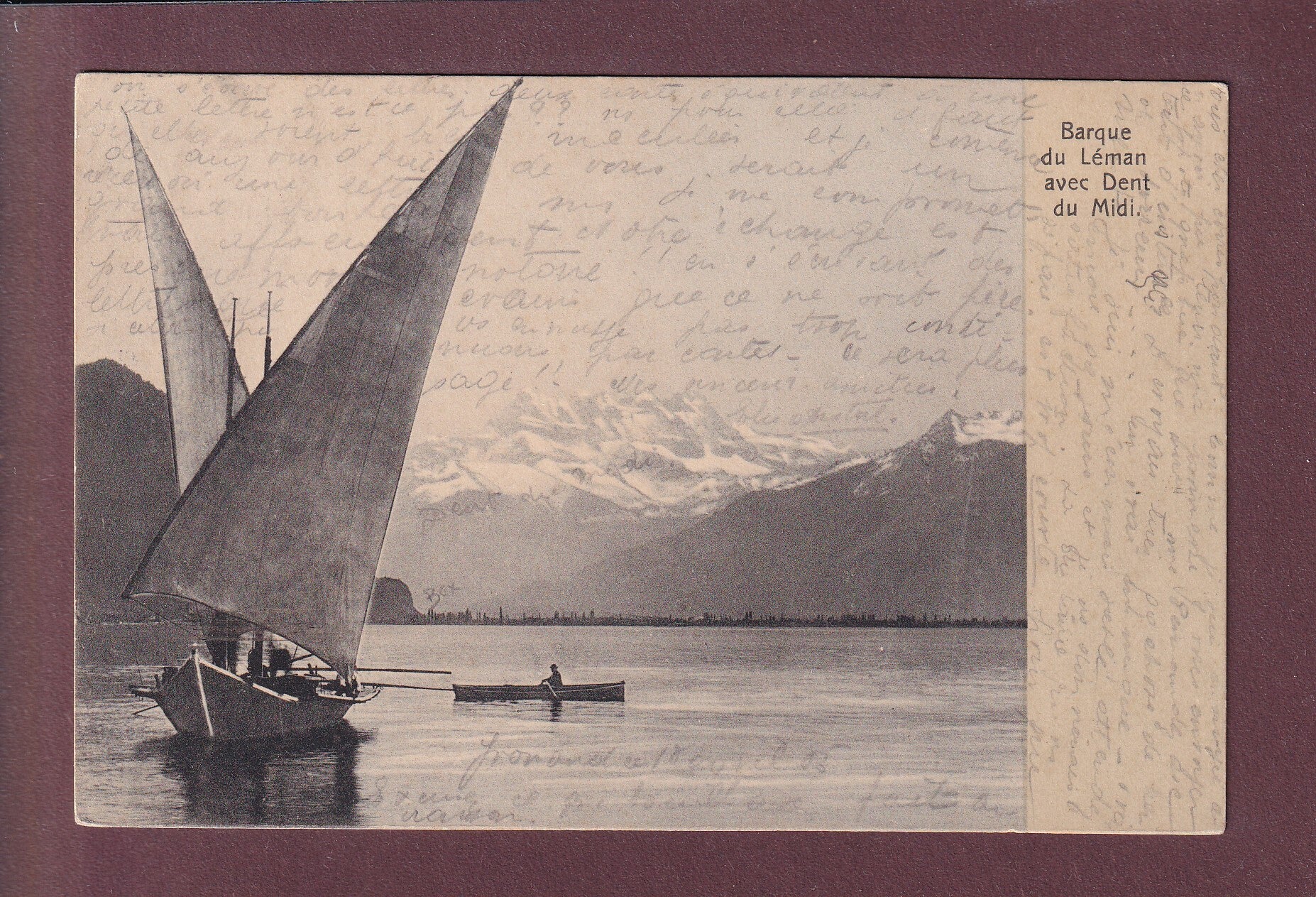 BARQUE du Léman - Dents du Midi - 1905 // pli d'angle //