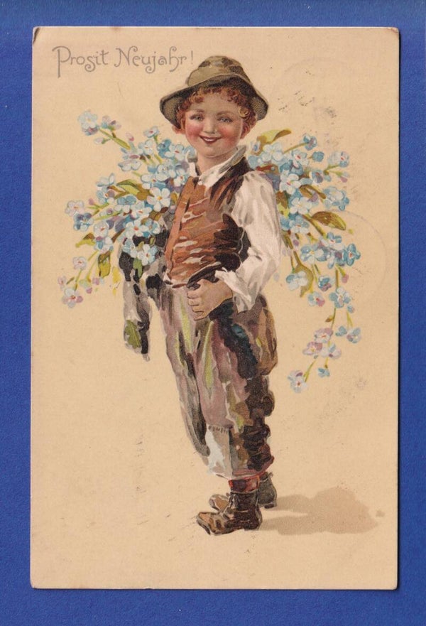 NEUJAHR - Kind - Blumen - 1907