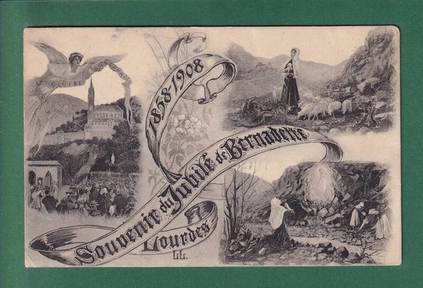 LOURDES - Jubilé de Bernadette - 1908 // pli d'angle //