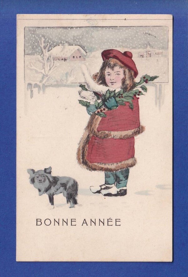 NOUVEL AN - Enfant - Chien - 1909