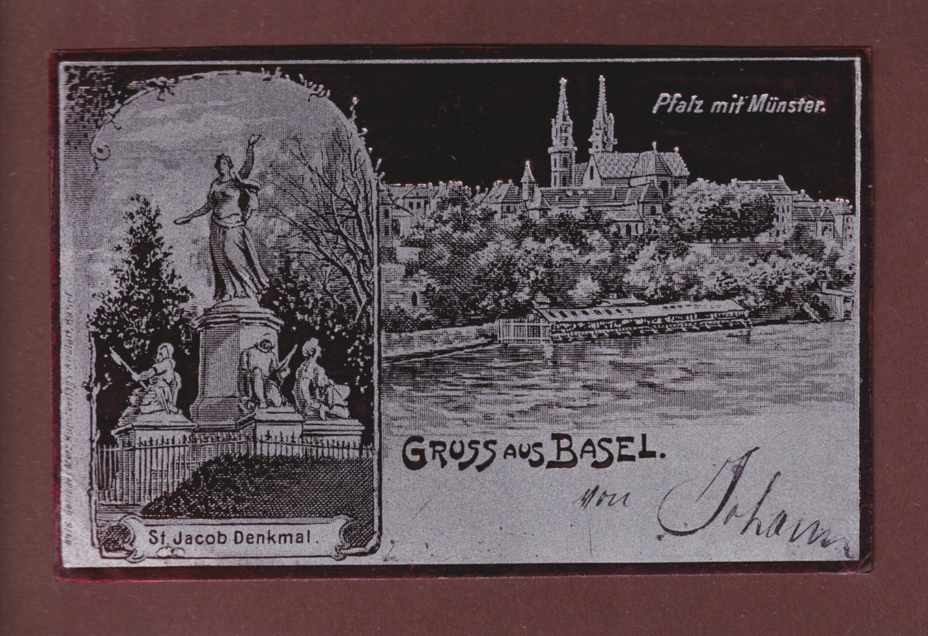 Gruss aus BASEL - Metallischer Effekt - 1900