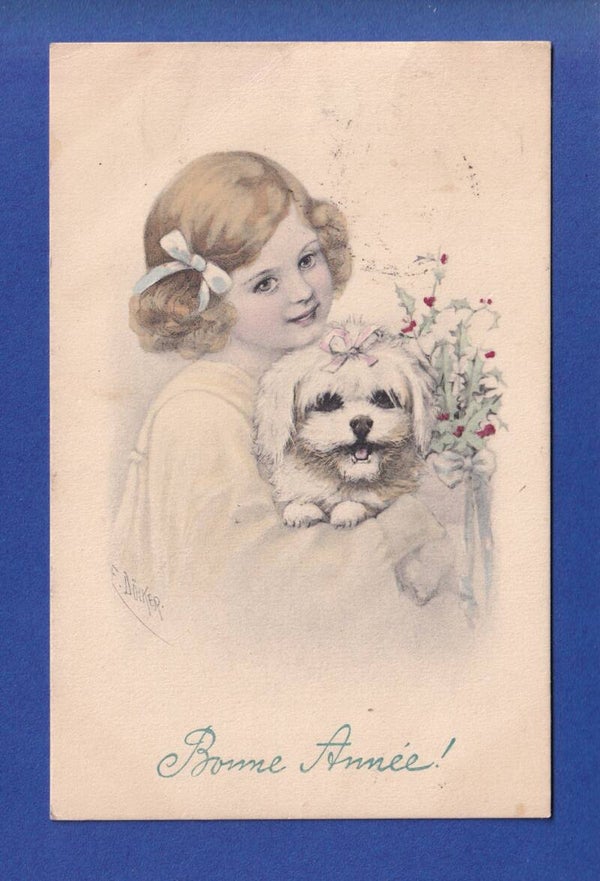 NOUVEL AN - Enfant - Chien - 1908