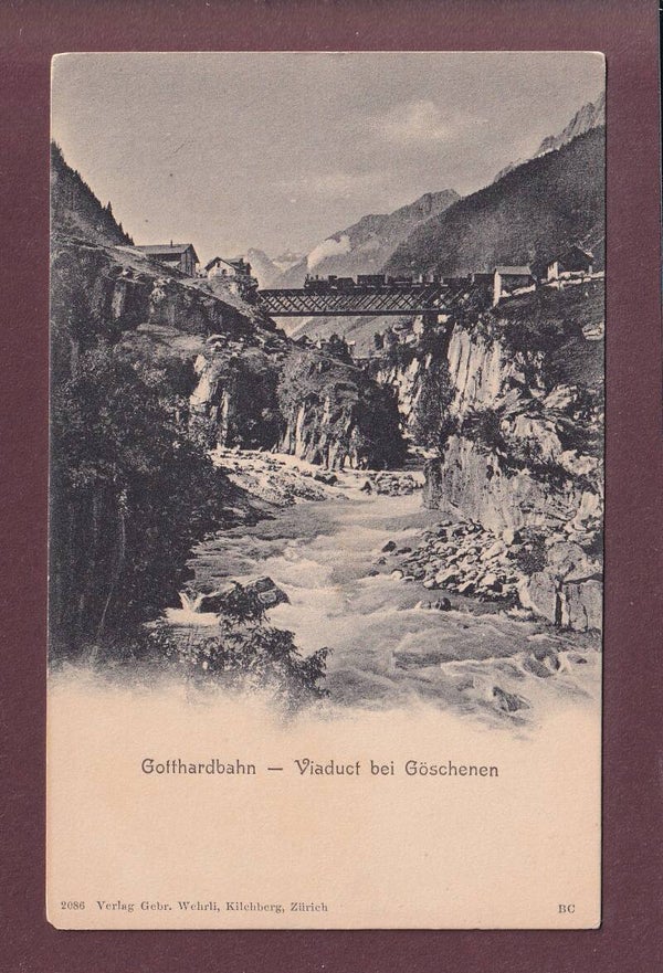 Gotthardbahn - VIADUKT bei Göschenen - Zug