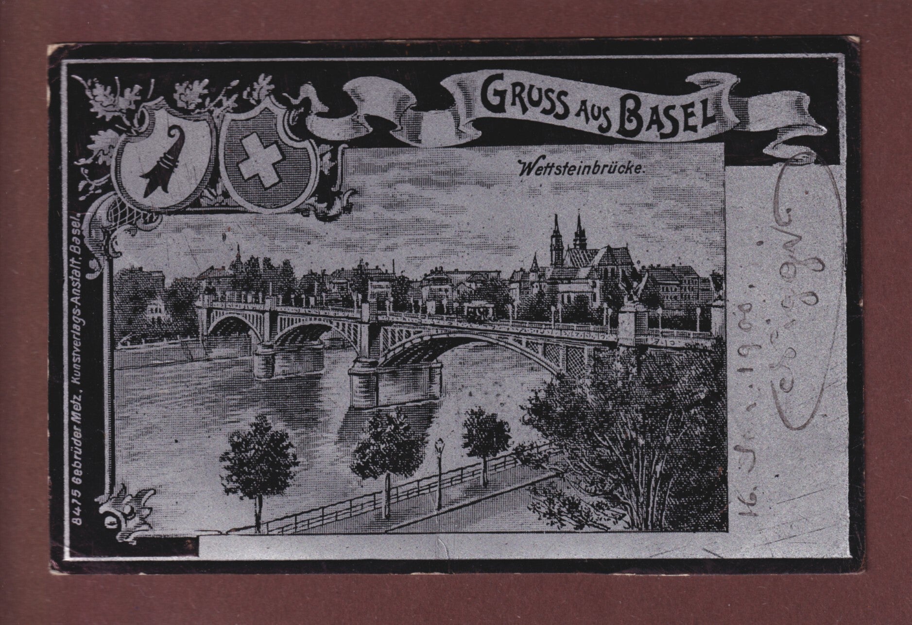 Gruss aus BASEL - Metallischer Effekt - 1900