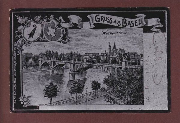 Gruss aus BASEL - Metallischer Effekt - 1900