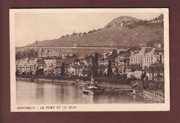 MONTREUX - Port avec Bateau CGN - 1923 // plis d'angle //
