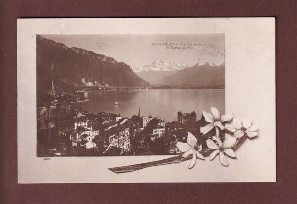 MONTREUX - Vue partielle et Dents du Midi - Narcisses - 1915