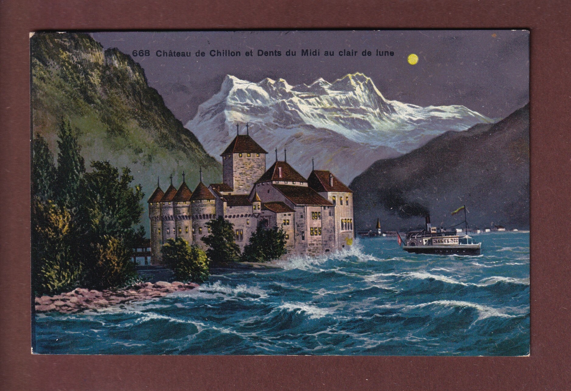 Château de CHILLON - Dents du Midi - Clair de lune - 1911