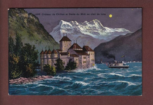 Château de CHILLON - Dents du Midi - Clair de lune - 1911