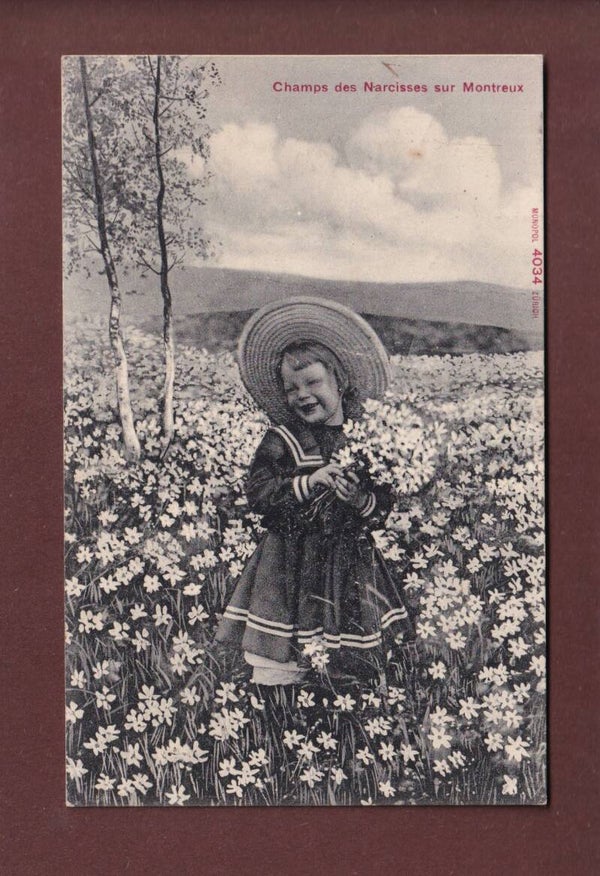 Champs de NARCISSES - Jeune fille - 1907