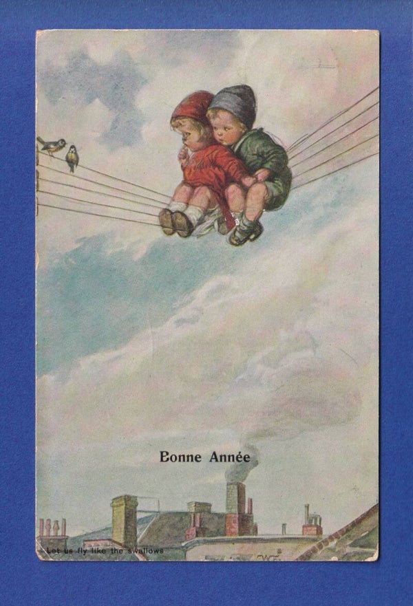 NOUVEL AN - Enfants perchés - Oiseaux - 1923