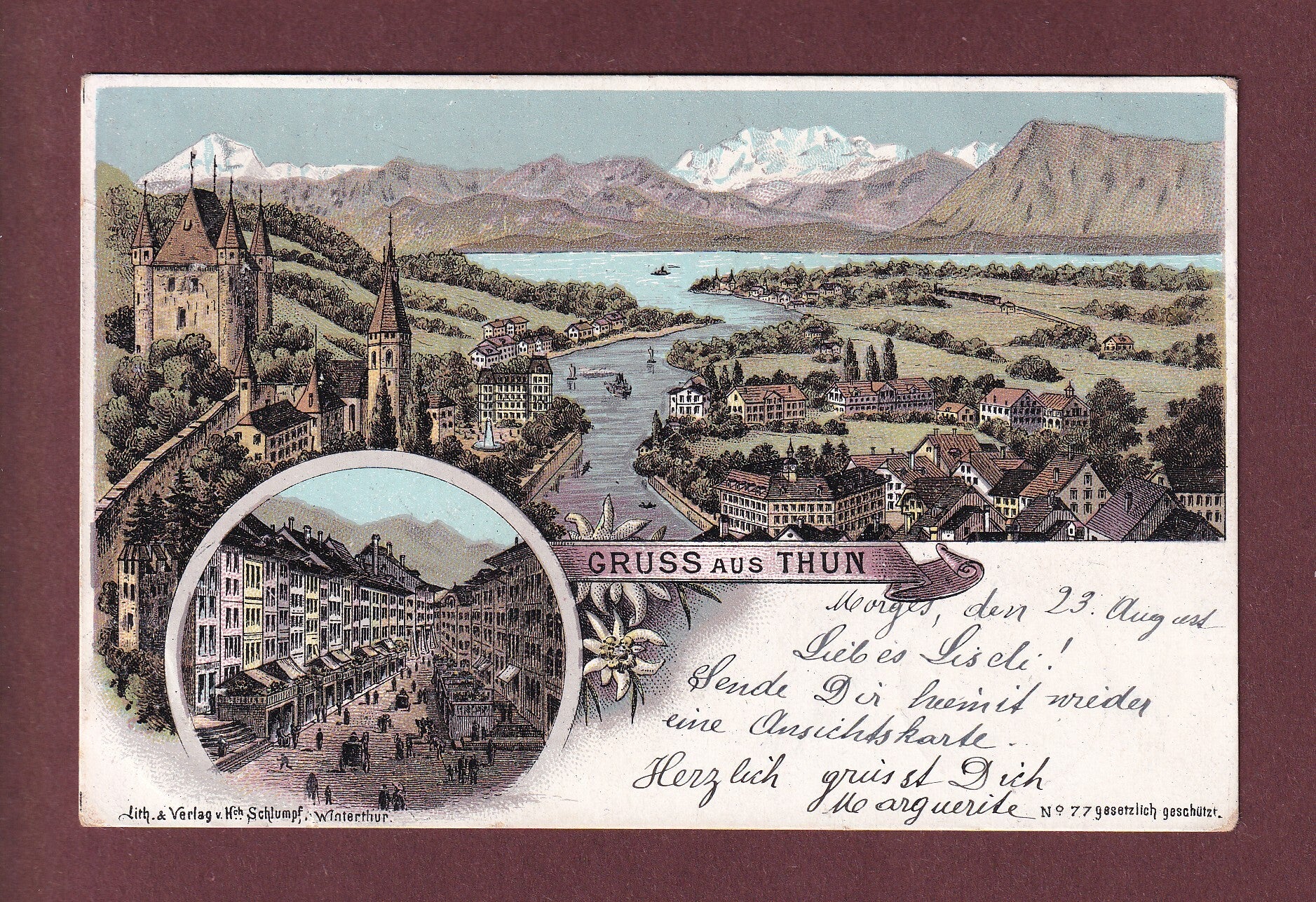 Grus aus THUN - 1897 Litho Schlumpf