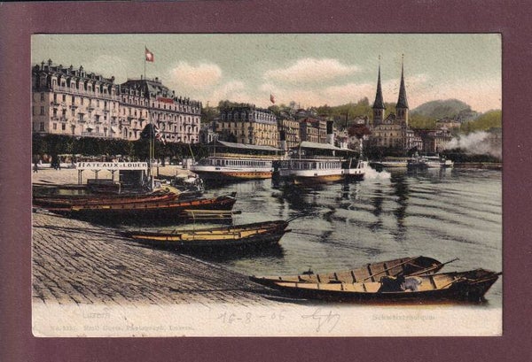 LUZERN - Schweizerhofquai - Schiffe . Hofkirche - 1906