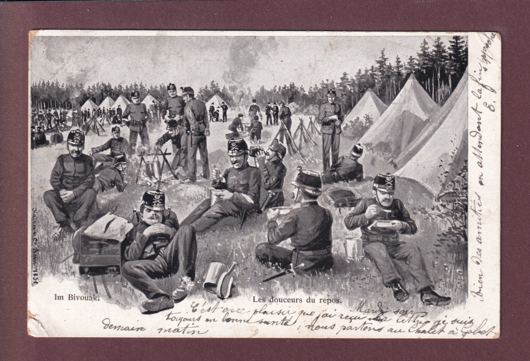 MILITAIRE - Im Bivouak - 1904 // pli d'angle //