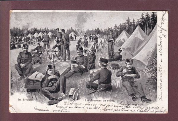 MILITAIRE - Im Bivouak - 1904 // pli d'angle //