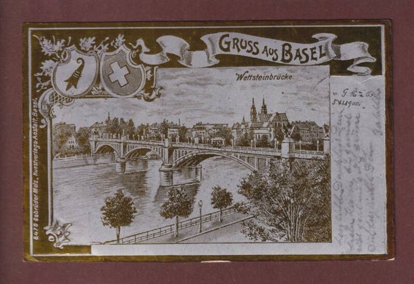 Gruss aus BASEL - Metallischer Effekt - 1900