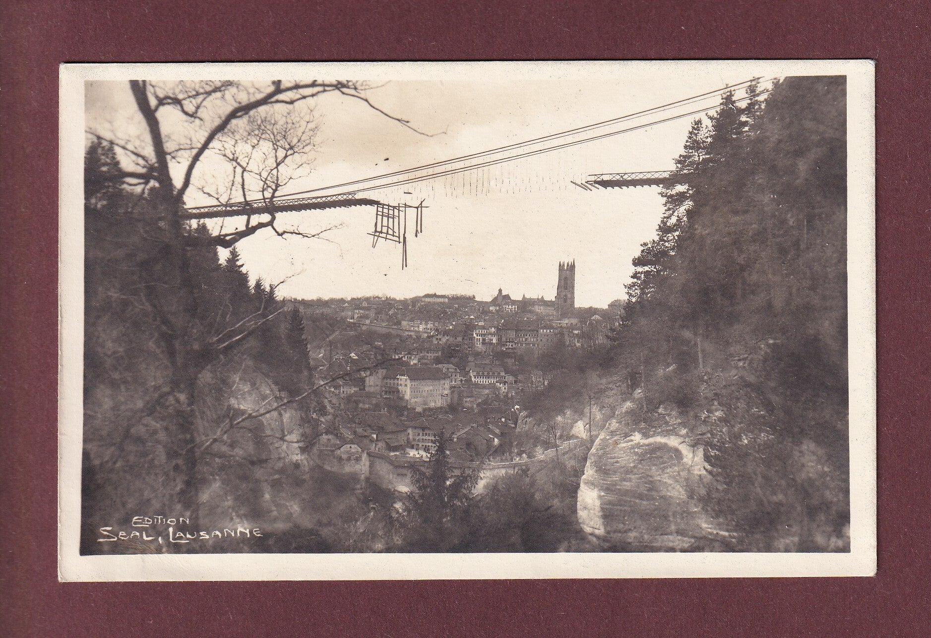 Photo - FRIBOURG - Pont suspendu détruit (1919)