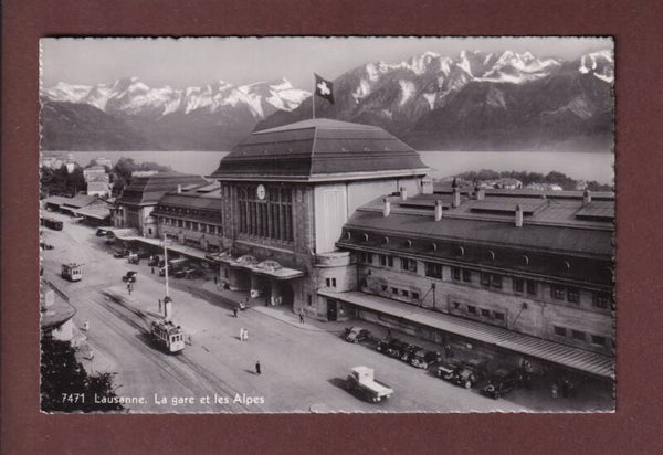 LAUSANNE - La Gare - Tram et camion - 1942
