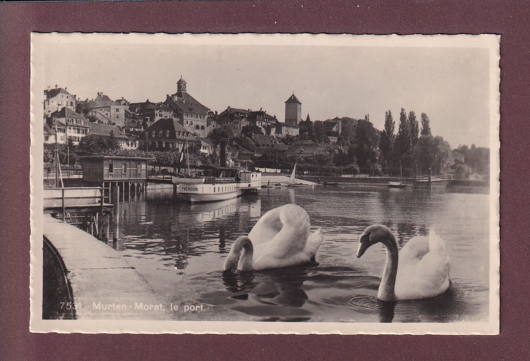 MURTEN / MORAT - Le Port - Cygnes - Bateau Yverdon - 1949