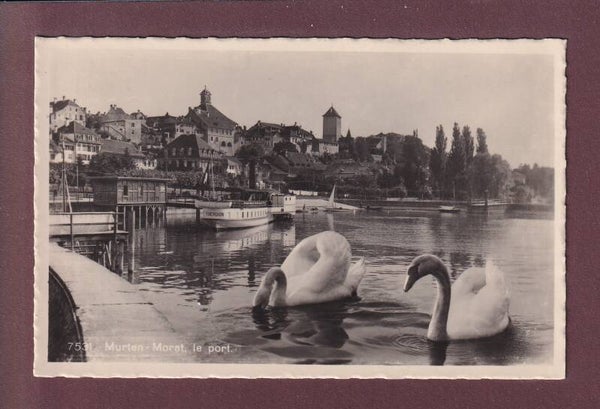 MURTEN / MORAT - Le Port - Cygnes - Bateau Yverdon - 1949