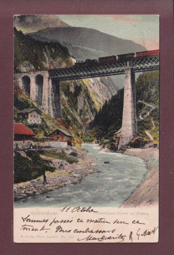 Gotthardbahn - KERSTELENBACH-BRÜCKE bei Amsteg - 1903