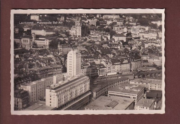 LAUSANNE - Tour Bel-Air Vue aérienne 1952 // pli d'angle //