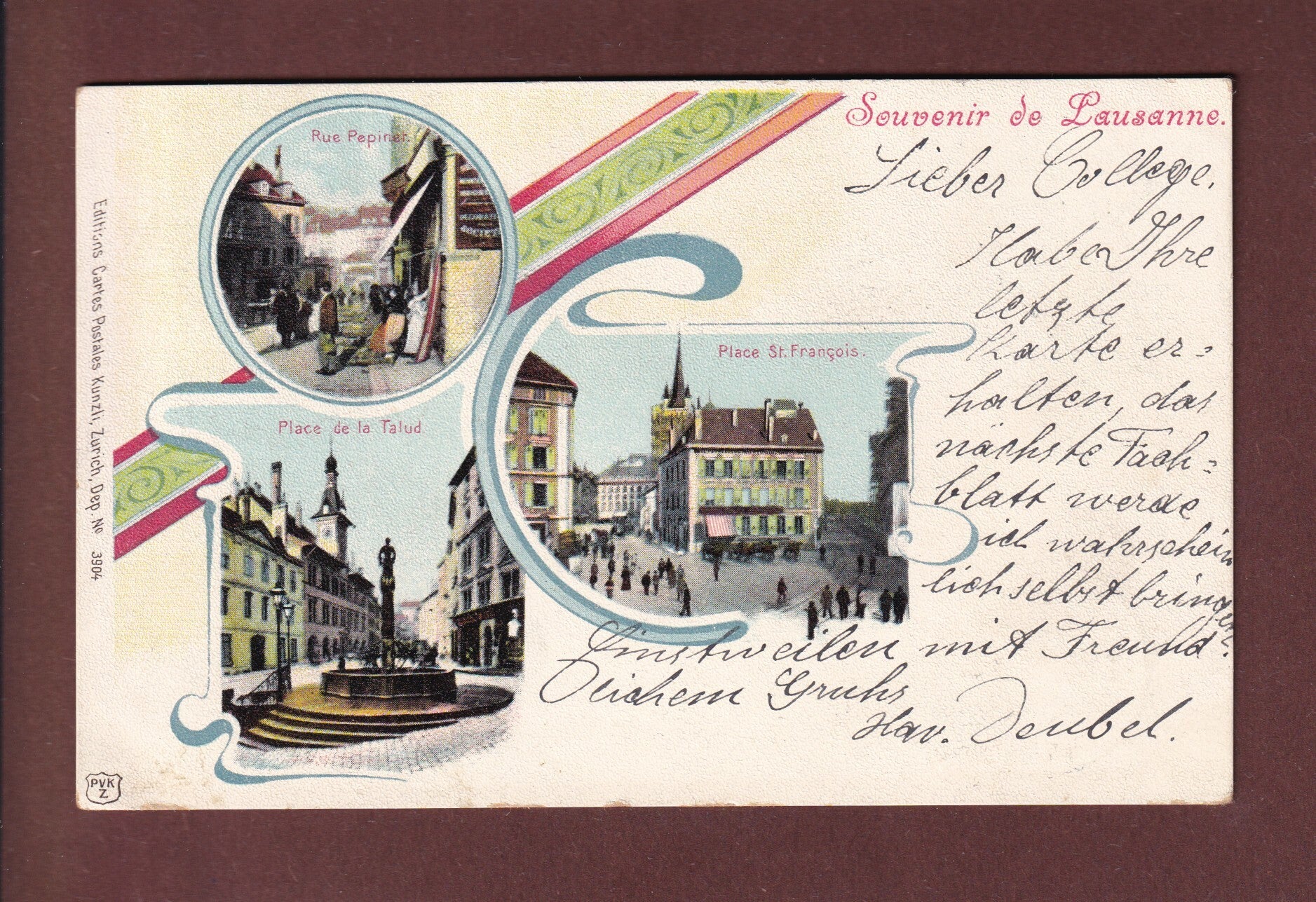Souvenir de LAUSANNE - 1900 UPU 77c Litho Künzli