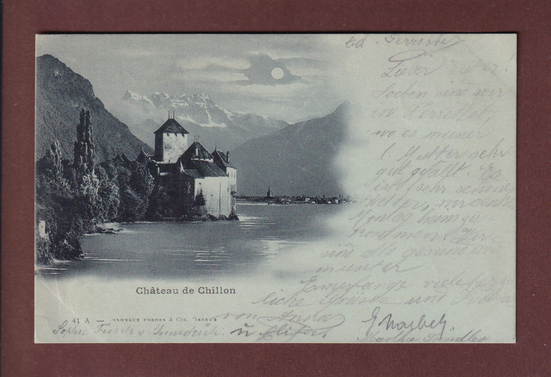 Château de CHILLON - Dents du Midi - Claire de lune - 1899