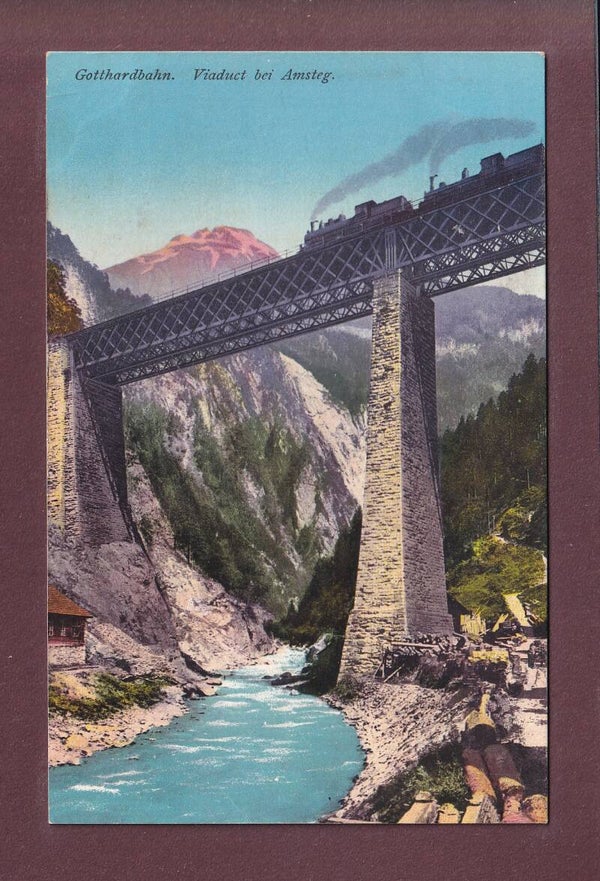 Gotthardbahn - Viadukt bei AMSTEG - Zug