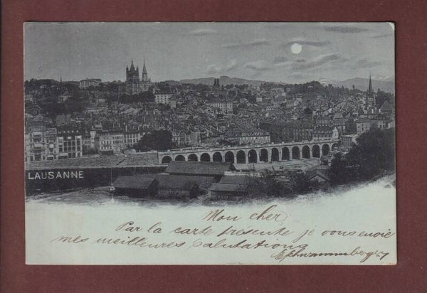 LAUSANNE - Grand Pont - Clair de lune - 1898
