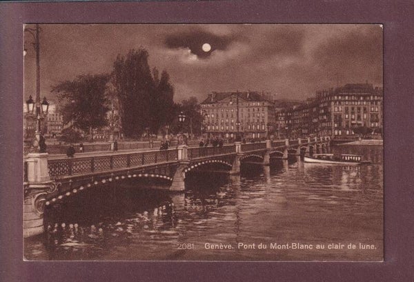 GENEVE - Pont du Mont-Blanc au clair de lune - 1927