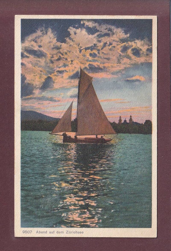 Abend auf dem ZÜRICHSEE - Segelschiff - 1928