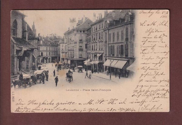 LAUSANNE - Place St. François - Attelages - 1900