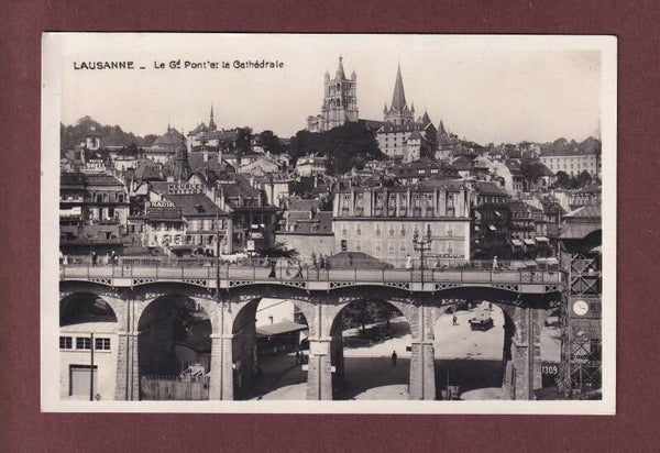 LAUSANNE - Grand Pont avec ascenseur - Cathédrale - 1928