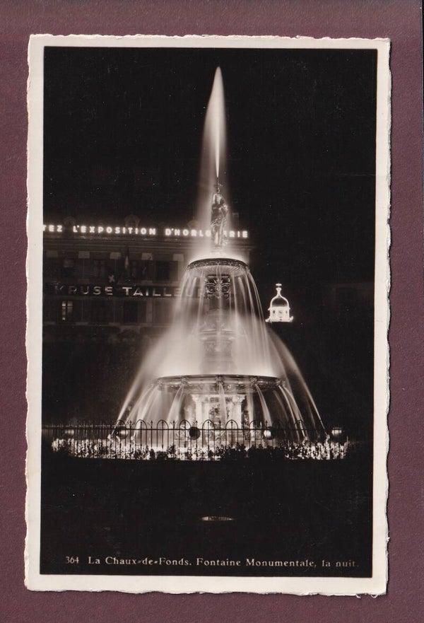 LA CHAUX-DE-FONDS - Fontaine de nuit - 1933