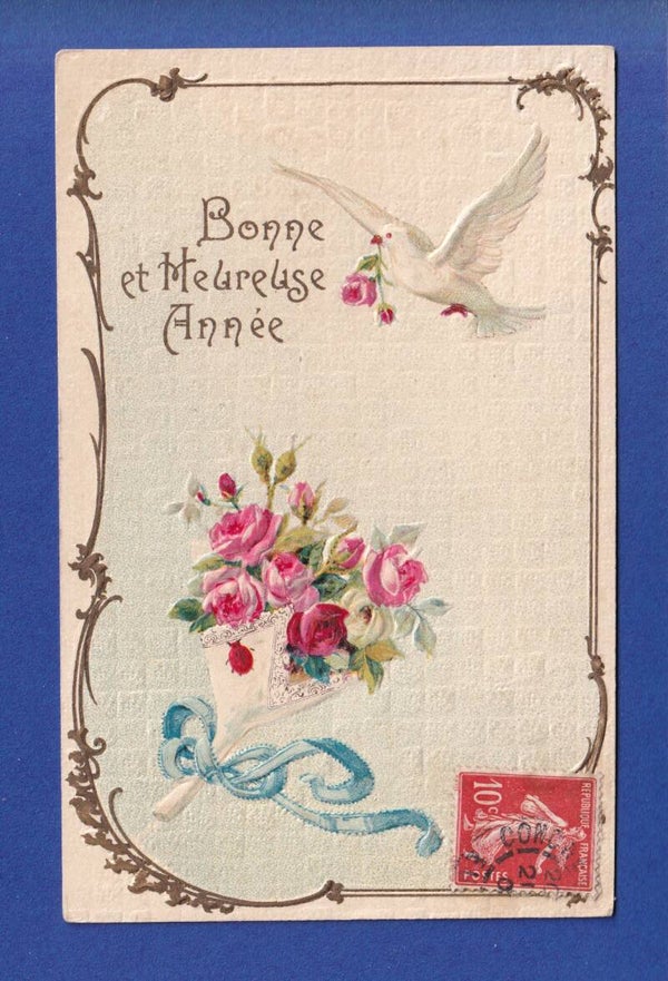NOUVEL AN - Colombe - Fleurs