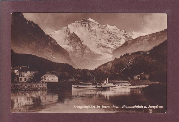 Schiff Einfahrt in INTERLAKEN - Werbung - Jungfrau - 1925