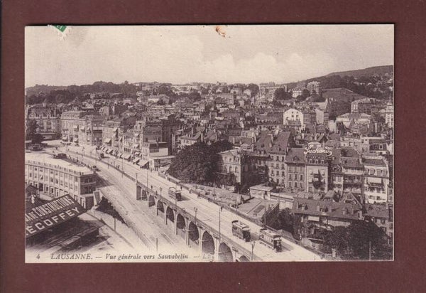 LAUSANNE - Grand-Pont - Tram - Enseignes - 1913