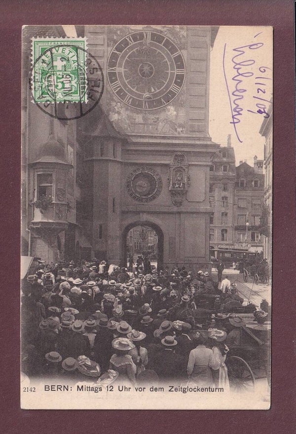 BERN - Mittags vor der Zeitglockenturm - Tram - 1906