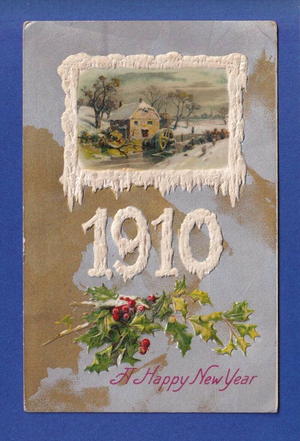 NEW YEAR - Holly - 1910