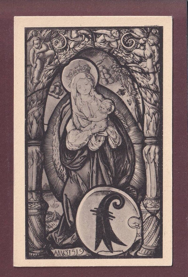 BASEL - Glasgemälde - Madonna mit Baselschild