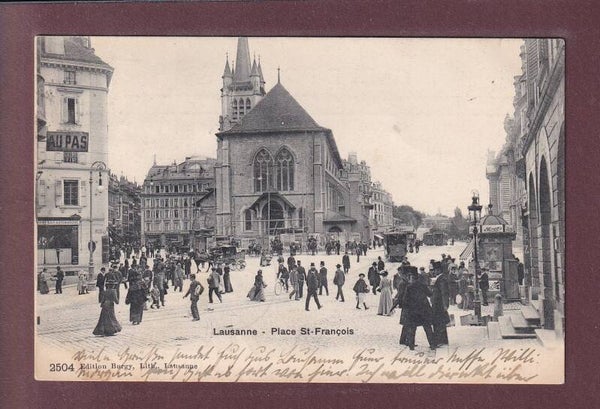 LAUSANNE - Place St. François - Tram - 1905 // dos blessé //