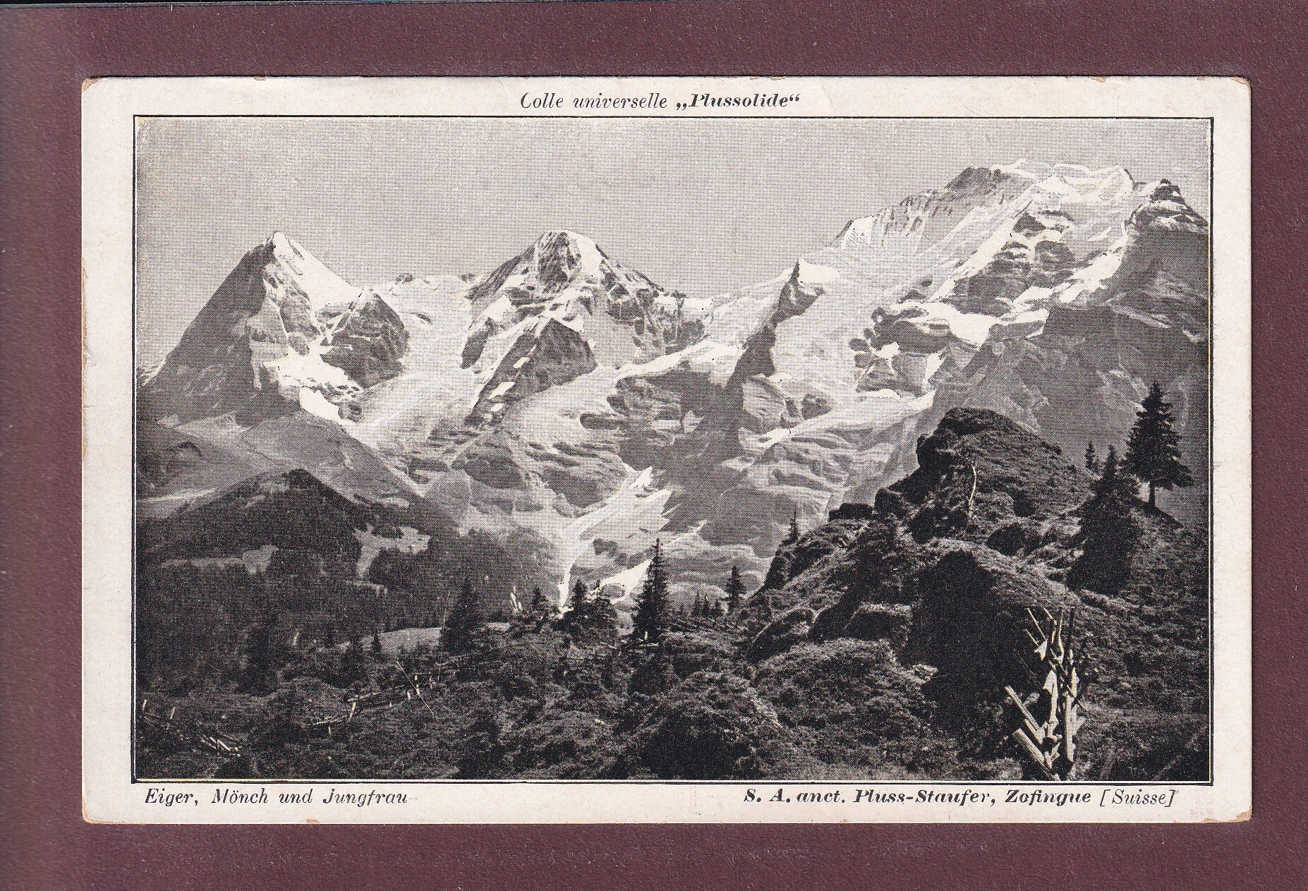 EIGER - MÖNCH - JUNGFRAU - Publicité colle "Plussolide"