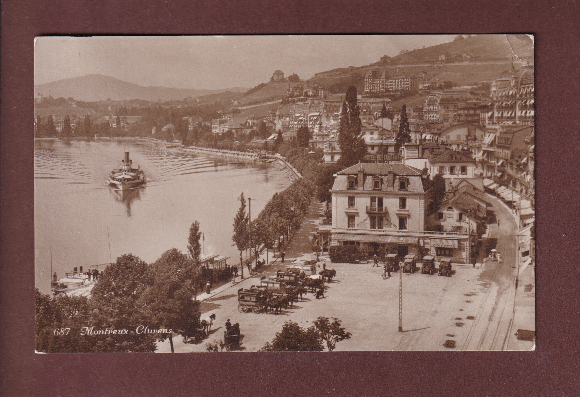 MONTREUX - Port - Attelages - 1915 // pli d'angle //