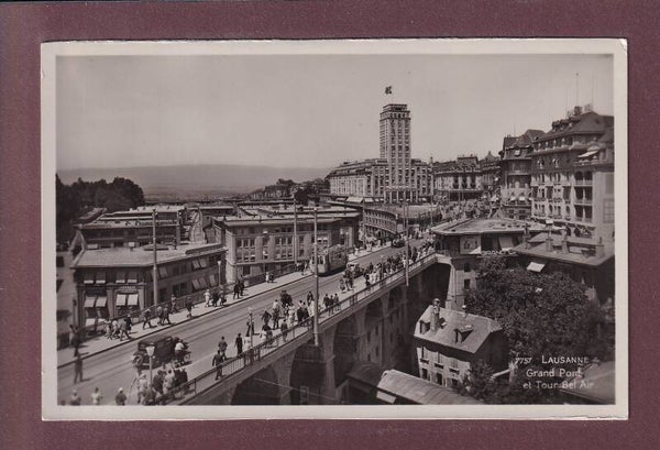 LAUSANNE - Grand Pont - Tram - Auto - 1937